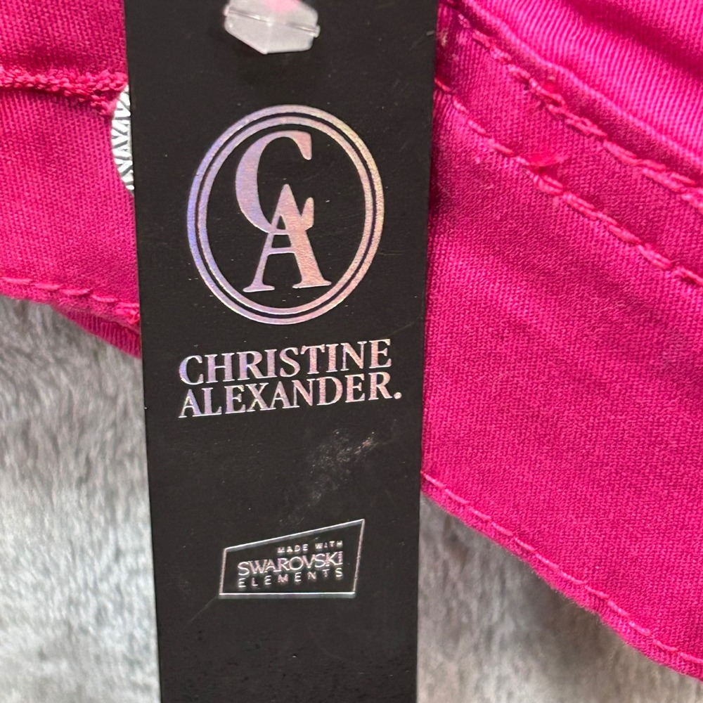 Christine Alexander Fuchsia Swarovski Crystal Embellished Denim Jacket XXL New - Picture 10 of 13